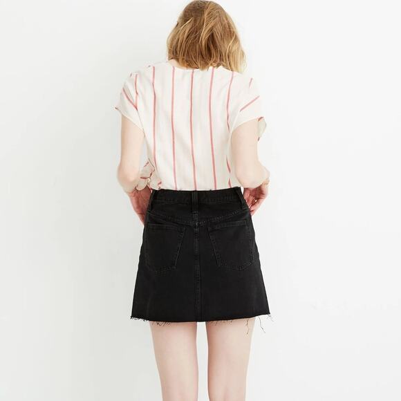 Madewell Rigid Denim A-Line Mini Skirt in Lunar Wash: Button-Front Edition sz 26 - Picture 4 of 12